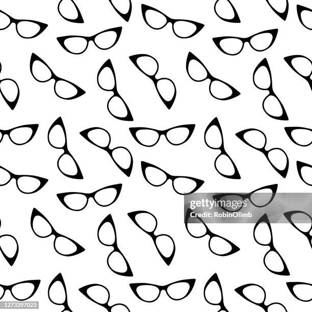 black cats eye glasses seamless pattern - cats eye glasses stock illustrations