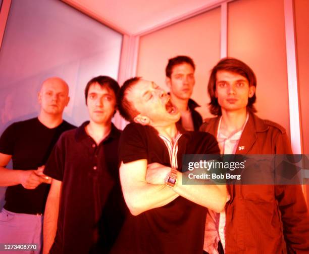 Drummer Phil Selway, bassist Colin Greenwood, lead singer/pianist Thom Yorke, singer/guitarist Ed O'Brien and guitarist Jonny Greenwood of the...