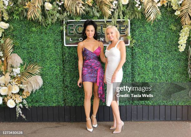 Amanza Smith and Mary Fitzgerald attend Debbie Durkin's ECOLUXE 'Drive-Thru' Endless Summer Festival at The Beverly Hilton on September 18, 2020 in...