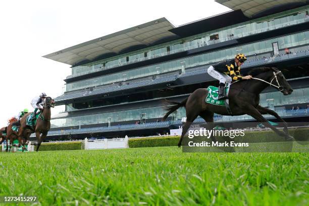 Jason Collett on It's Me wins race 2 the TAB Highway Class 3 Handicap during Sydney Racing at Royal Randwick Racecourse on September 19, 2020 in...
