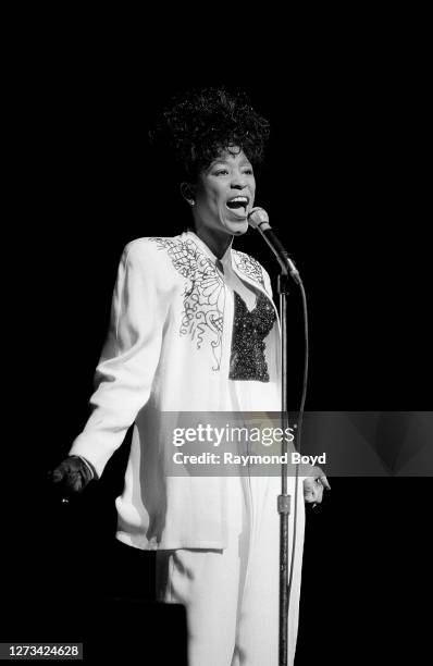 Singer Miki Howard performs at the Arie Crown Theater in Chicago, Illinois in March 1988.
