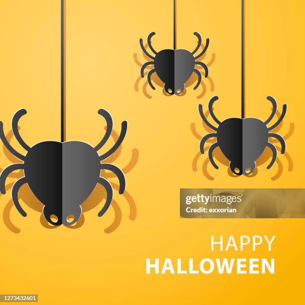 halloween spinne papier handwerk - spider stock-grafiken, -clipart, -cartoons und -symbole