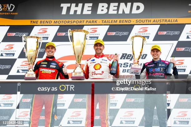 2nd place Jack Le Brocq driver of the Supercheap Auto Racing Ford Mustang, 1st place Fabian Coulthard driver of the Shell V-Power Racing Team Ford...