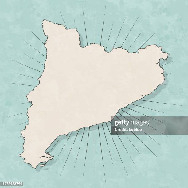 ilustraciones, imágenes clip art, dibujos animados e iconos de stock de mapa de cataluña en estilo retro vintage - papel texturizado antiguo - cataluña mapa