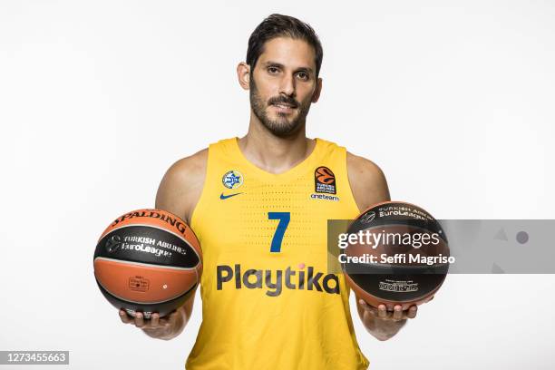 Omri Casspi, #7 poses during the 2020/2021 Turkish Airlines EuroLeague Media Day of Maccabi Playtika Tel Aviv at Menora Mivtachim Arena on September...