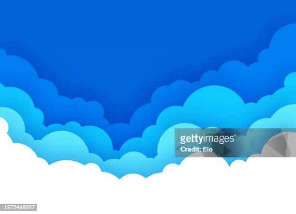 illustrazioni stock, clip art, cartoni animati e icone di tendenza di cloudscape con sfondo cartone animato blue sky - nube