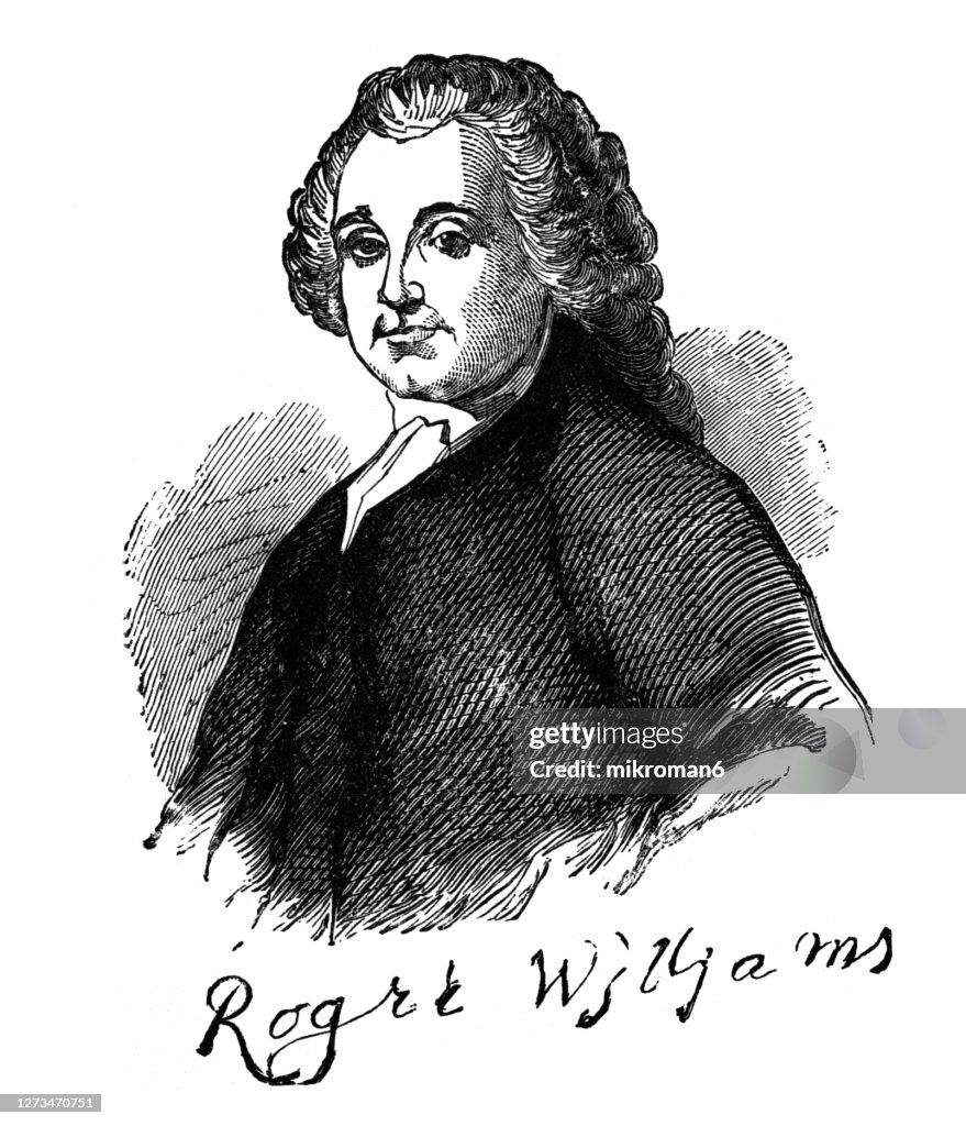 Portrait of Roger Williams, Puritan minister, theologian, and author who founded Providence Plantations