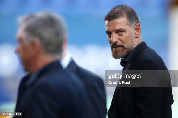 Slaven Bilic, Manager of West Bromwich Albion speaks to the media after the Premier League match between Everton and West Bromwich Albion at Goodison...