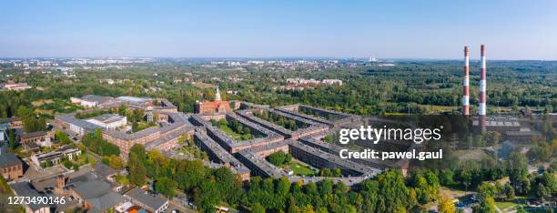aerial view of nikiszowiec neighbourhood in katowice, poland - silesia stock pictures, royalty-free photos & images