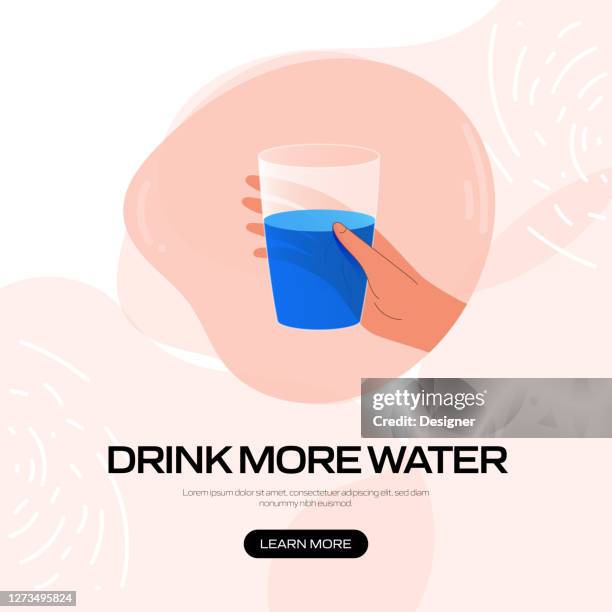 stockillustraties, clipart, cartoons en iconen met gezonde lifestyle-drink meer water concept vector illustratie voor website banner, reclame en marketing materiaal, online advertising, business presentatie etc. - dranken