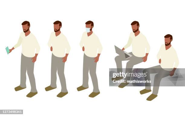 ilustrações, clipart, desenhos animados e ícones de homem em pé e sentado ilustração - sapato cor de creme