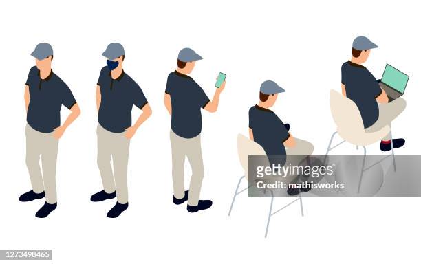 same man in different poses illustration - call us stock illustrations