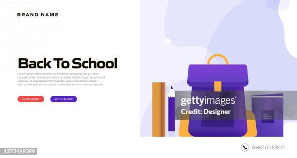 back to school related vector illustration for landing page template, website banner, advertisement and marketing material, online advertising, business presentation etc. - science technology engineering art math stock illustrations