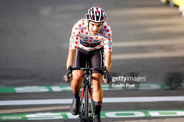 Arrival / Richard Carapaz of Ecuador and Team INEOS Grenadiers Polka Dot Mountain Jersey / during the 107th Tour de France 2020, Stage 20 a 36,2km...
