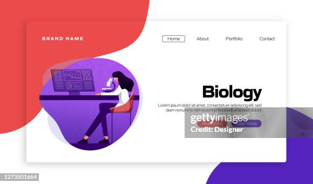 biology vector illustration for landing page template, website banner, advertisement and marketing material, online advertising, business presentation etc. - science technology engineering art math stock illustrations