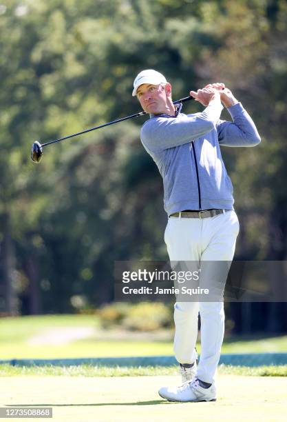 Lucas Glover of the United States plays his shot from the second tee during the third round of the 120th U.S. Open Championship on September 19, 2020...