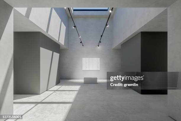 leere galerie für moderne kunst - art gallery interior stock-fotos und bilder
