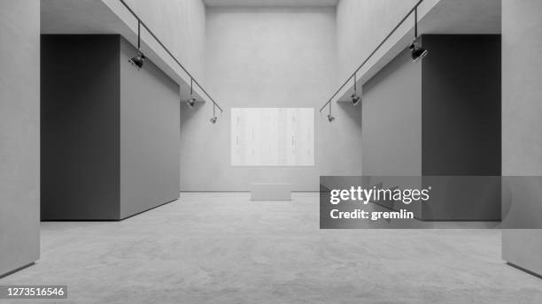 empty modern art gallery - gallery imagens e fotografias de stock