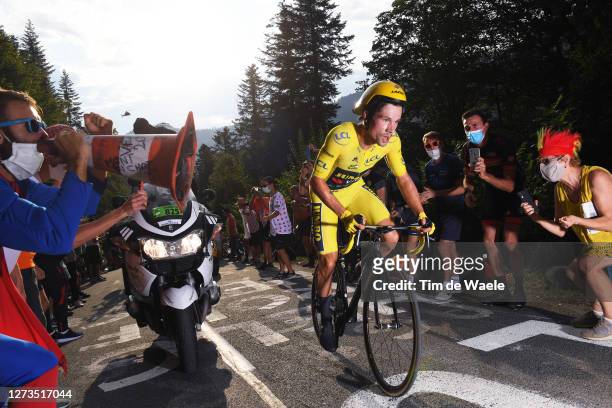 Primoz Roglic of Slovenia and Team Jumbo - Visma Yellow Leader Jersey / Public / Fans / during the 107th Tour de France 2020, Stage 20 a 36,2km...