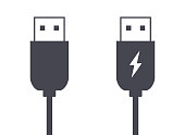 USB data and charging cable icons