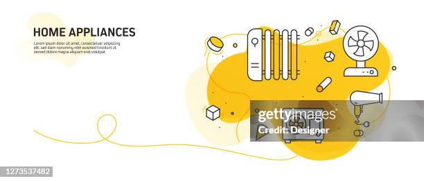 home appliances related modern line style vector illustration - ventilator machine stock illustrations