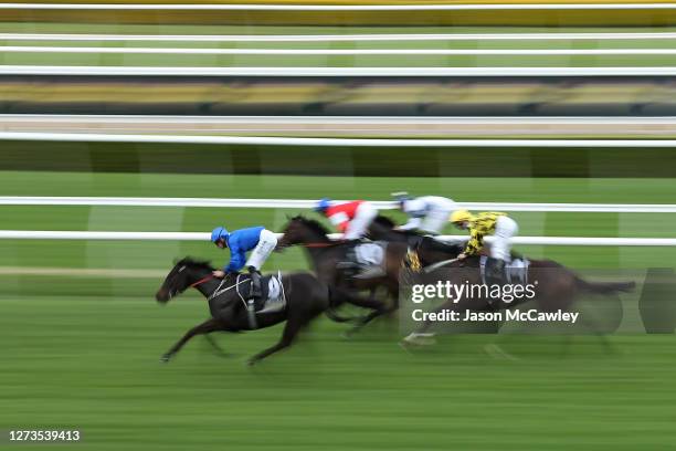 Hugh Bowman on Criaderas places third in race 9 the Tresemme Handicap during Sydney Racing at Royal Randwick Racecourse on September 19, 2020 in...