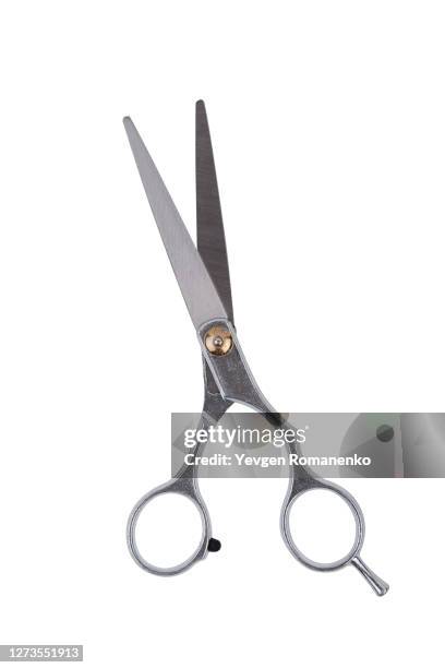 professional scissors for haircuts isolated on white background - forbici per parrucchieri foto e immagini stock