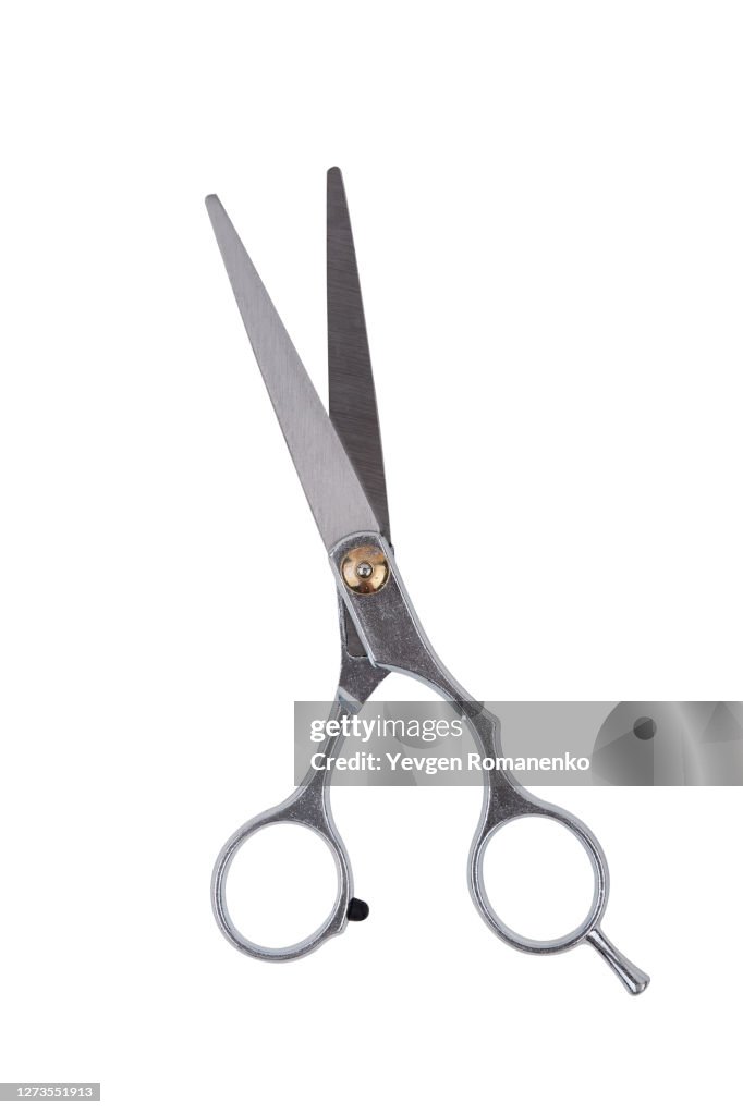 Professional scissors for haircuts isolated on white background