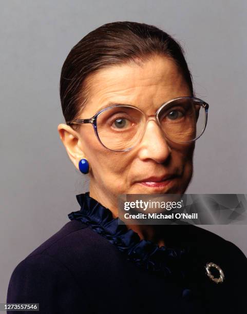 Associate Supreme Court Justice Ruth Bader Ginsburg is photographed for Vanity Fair at Supreme Court of the United States on April 17, 1998 in...