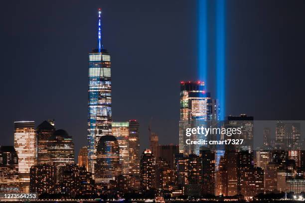 9/11 tribute in light - tribute in light stock pictures, royalty-free photos & images