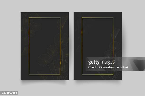 luxury wedding invitation and greeting card - flower black background stock illustrations
