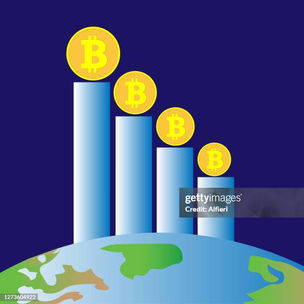 bitcoin bar graph going down - uncertainty graph stock illustrations
