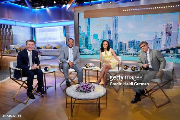 Show coverage of "Good Morning America" on Monday, May 30, 2023 on ABC. (Heidi Gutman/ABC via Getty Images ROBERT HERJAVEC, MICHAEL STRAHAN, LINSEY...