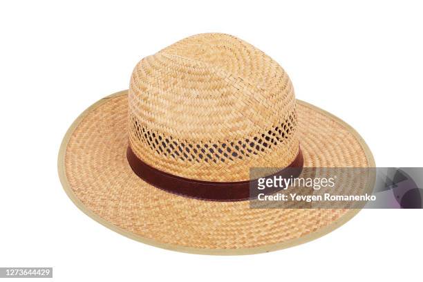 straw hat isolated on white background - pamela brown fotografías e imágenes de stock
