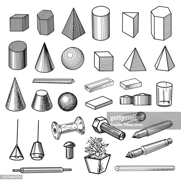 Geometric 3d Shapes And Objects Drawing High-Res Vector Graphic