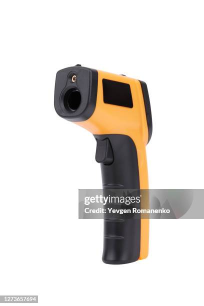 infrared laser thermometer isolated on white - measurement stockfoto's en -beelden