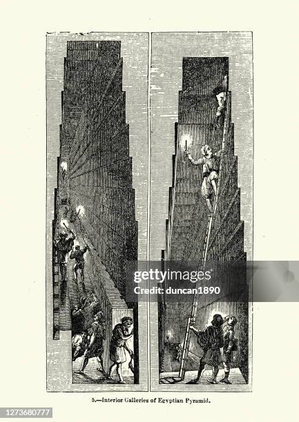 ilustraciones, imágenes clip art, dibujos animados e iconos de stock de galerías interiores de la pirámide del antiguo egipto - arqueólogo