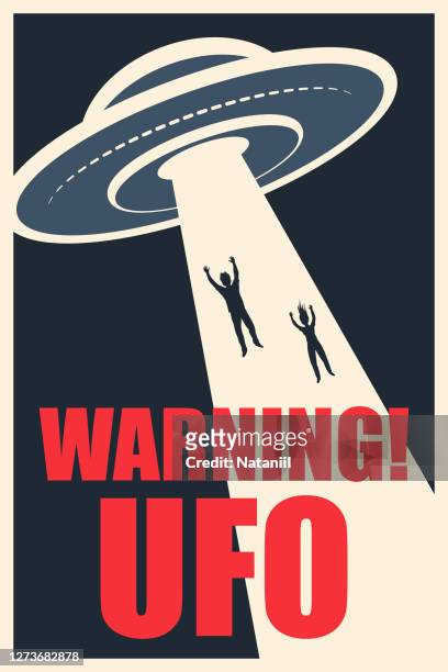 ufo poster - flying saucer stock illustrations