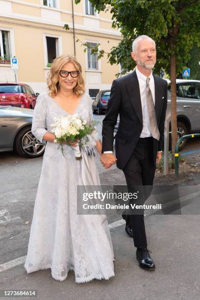 Nicoletta Mantovani And Alberto Tinarelli attend Nicoletta Mantovani And Alberto Tinarelli Wedding at Sant Antonio da Padova Basilic on September 20,...