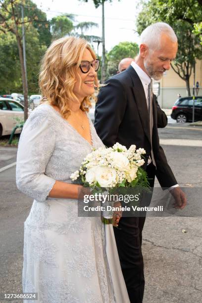 Nicoletta Mantovani And Alberto Tinarelli attend Nicoletta Mantovani And Alberto Tinarelli Wedding at Sant Antonio da Padova Basilic on September 20,...