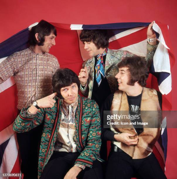 British invasion beat group The Tremeloes, including Dave Munden, Len Hawkes, Alan Blakley and Rick Westwood, in London, England, February 1967.