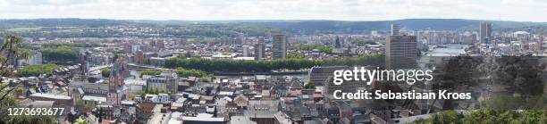 panoramic overview on liège, urban skyline, belgium - liege stock pictures, royalty-free photos & images