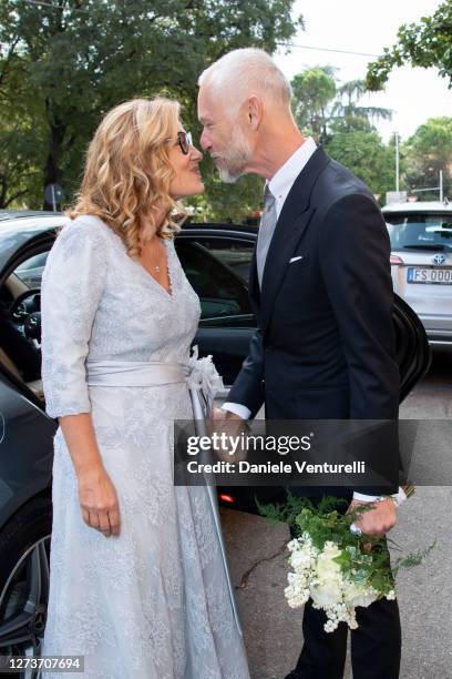 Nicoletta Mantovani And Alberto Tinarelli attend Nicoletta Mantovani And Alberto Tinarelli Wedding at Sant Antonio da Padova Basilic on September 20,...