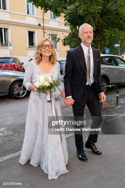 Nicoletta Mantovani And Alberto Tinarelli attend Nicoletta Mantovani And Alberto Tinarelli Wedding at Sant Antonio da Padova Basilic on September 20,...