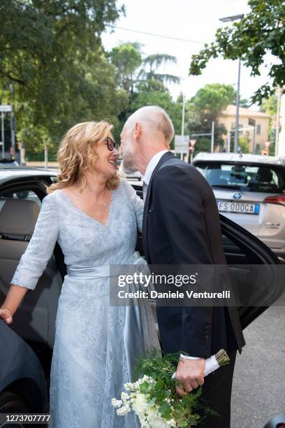 Nicoletta Mantovani And Alberto Tinarelli attend Nicoletta Mantovani And Alberto Tinarelli Wedding at Sant Antonio da Padova Basilic on September 20,...