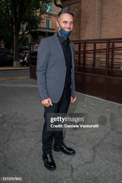 Filippo Neviani aka NEK attends Nicoletta Mantovani And Alberto Tinarelli Wedding at Sant Antonio da Padova Basilic on September 20, 2020 in Bologna,...