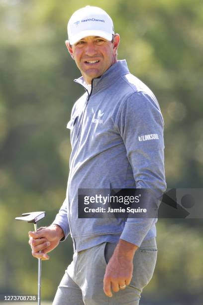 Lucas Glover of the United States looks on from the first green during the final round of the 120th U.S. Open Championship on September 20, 2020 at...