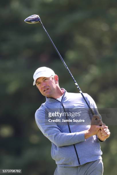 Lucas Glover of the United States plays his shot from the second tee during the final round of the 120th U.S. Open Championship on September 20, 2020...