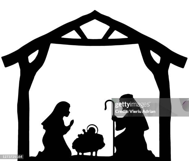 nativity silhouette - shepherd stock pictures, royalty-free photos & images