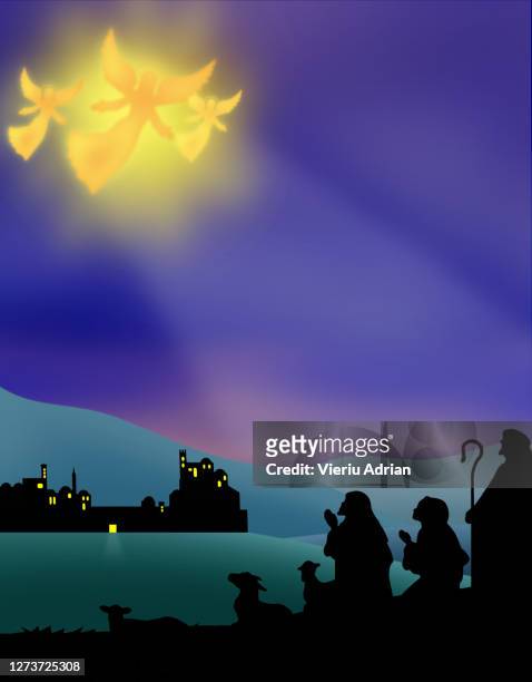 shepherds silhouette , angels - christmas stuttgart stock pictures, royalty-free photos & images